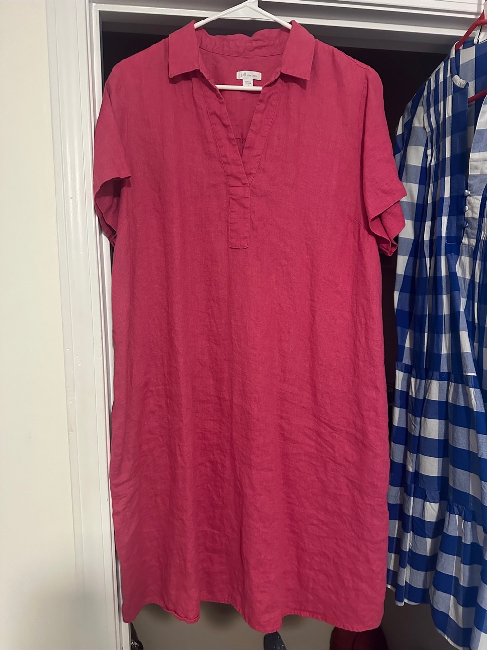 J. Jill Bright Fuchsia Linen Midi Tunic Dress